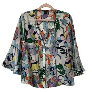Anthropologie Silk Floral Top by Vineet Bahl